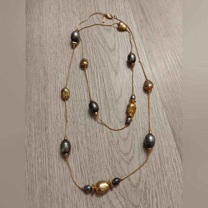 Elegant Gold And Silver Beaded Necklace